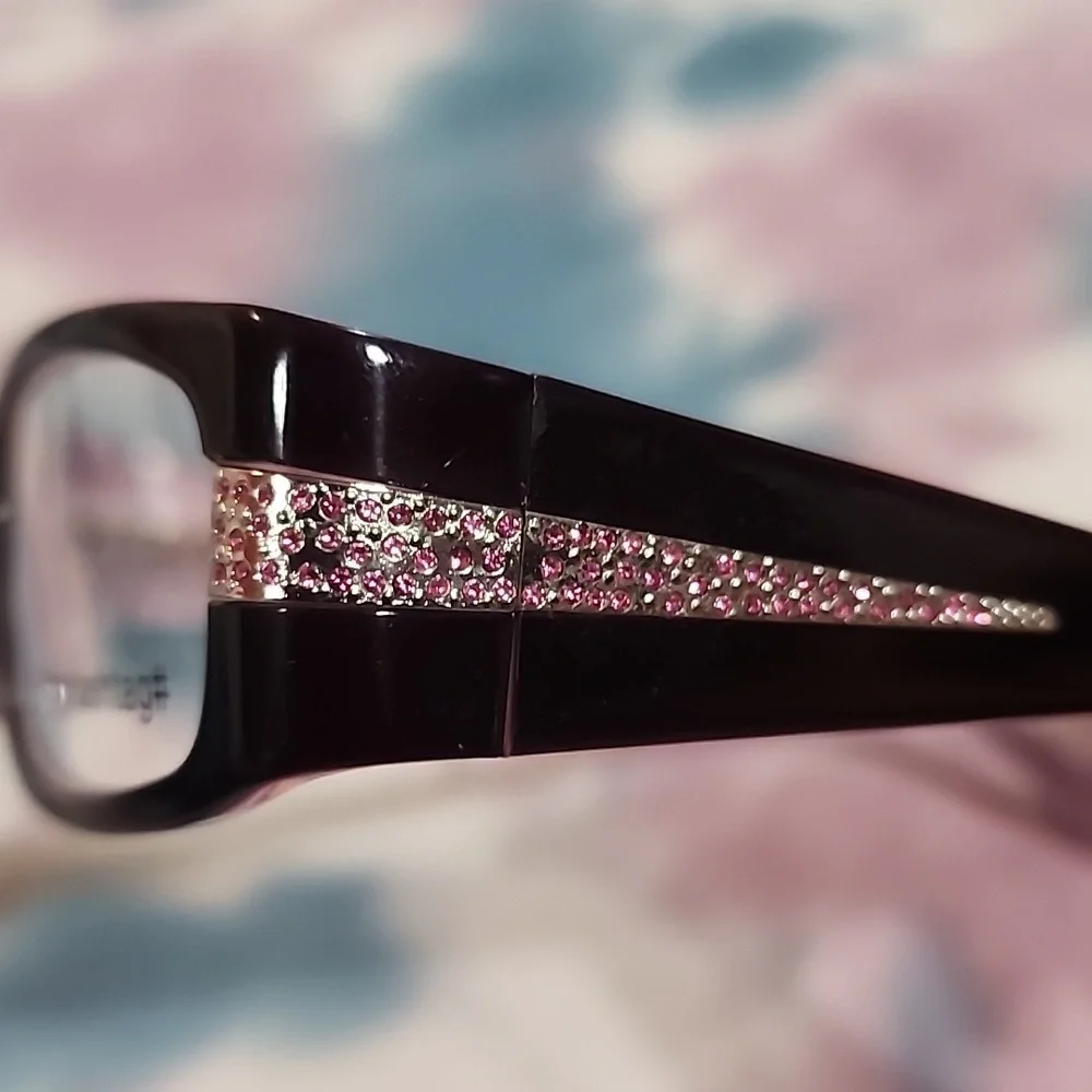 #MYHASHTAG# - Classy Black and Purple with Pink Rhinestones Girls eyeglass frame